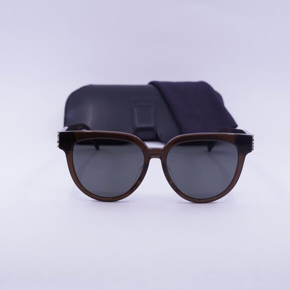 Saint Laurent SLM28/F 008 Round Sunglasses - Brown/Grey - Picture 2 of 10